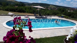 Oval swimming pool 10.00 x 5.00 x 1.50 m with grey liner 0,80 mm, Pernik