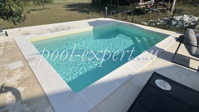 Басейн Styropool 500 x 300 x 150 см, с вътрешни ъглови стъпала, облицован с армирано пвц фолио 1,50 мм, цвят пясъчен, гр. Габрово